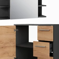 Badmöbel-Set Ilias Anthrazit/Goldkraft Eiche 4 Teile Vicco