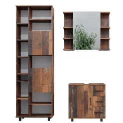 Badmöbel-Set Ilias Eiche rustikal 3 Teile, mit Unterschrank 60 cm Vicco