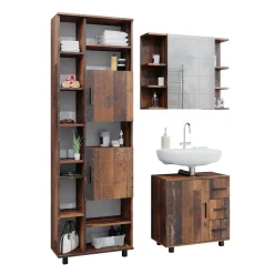 Badmöbel-Set Ilias Eiche rustikal 3 Teile, mit Unterschrank 60 cm Vicco