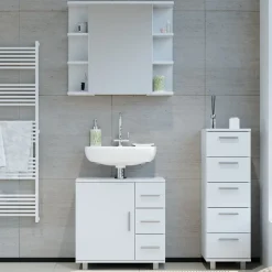 Badmöbel-Set Ilias Weiß 3 Teile, mit Midischrank Vicco