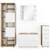 Badmöbel-Set Ilias Weiß/Sonoma 4 Teile, mit Hochschrank Vicco