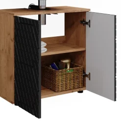 Badmöbel-Set Irma Anthrazit mit Wabenstruktur 4 Teile, mit Hochschrank Vicco