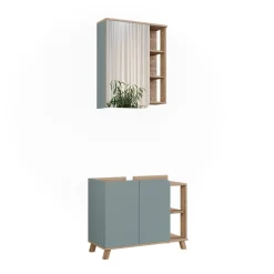 Badmöbel-Set Karen Sonoma/Blau 2 Teile Vicco