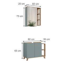 Badmöbel-Set Karen Sonoma/Blau 2 Teile Vicco