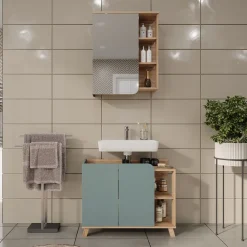 Badmöbel-Set Karen Sonoma/Blau 2 Teile Vicco