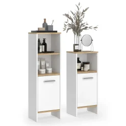 Badmöbel-Set Karli Weiß/Goldkraft Eiche 2 Teile Vicco