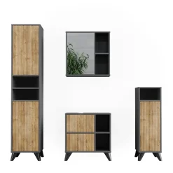 Badmöbel-Set Leano Anthrazit/Bergeiche Set 4 Vicco