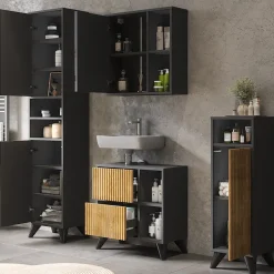 Badmöbel-Set Leano Anthrazit/Bergeiche Set 4 Vicco