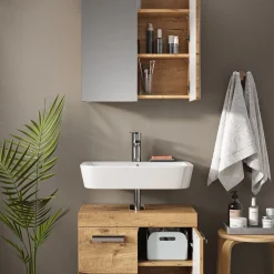 Badmöbel-Set Luna Eiche Wotan 2 Teile Vicco