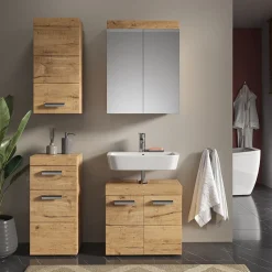 Badmöbel-Set Luna Eiche Wotan 4 Teile, mit Hängeschrank Vicco