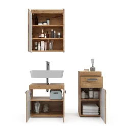 Badmöbel-Set Luna Eiche Wotan 3 Teile, mit Midischrank Vicco