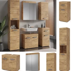 Badmöbel-Set Luna Eiche Wotan 5 Teile Vicco