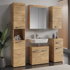 Badmöbel-Set Luna Eiche Wotan 5 Teile Vicco