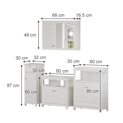 Badmöbel-Set Riad Weiß 4 Teile, Option 2 Vicco