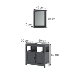 Badmöbel-Set Vilda Grau 2 Teile Vicco