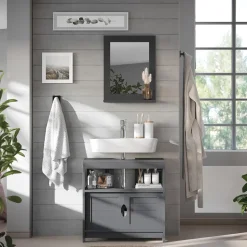 Badmöbel-Set Vilda Grau 2 Teile Vicco