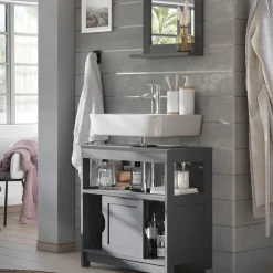 Badmöbel-Set Vilda Grau 2 Teile Vicco