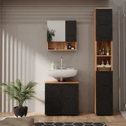 Badschrank Irma Anthrazit mit Wabenstruktur 30 x 192 cm Vicco