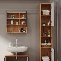 Badschrank Irma Anthrazit mit Wabenstruktur 30 x 192 cm Vicco