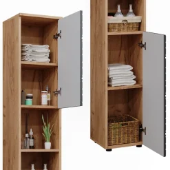 Badschrank Irma Anthrazit mit Wabenstruktur 30 x 192 cm Vicco