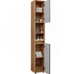 Badschrank Irma Anthrazit mit Wabenstruktur 30 x 192 cm Vicco