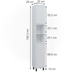 Badschrank Agasta Weiß 30 x 190.3 cm Vicco