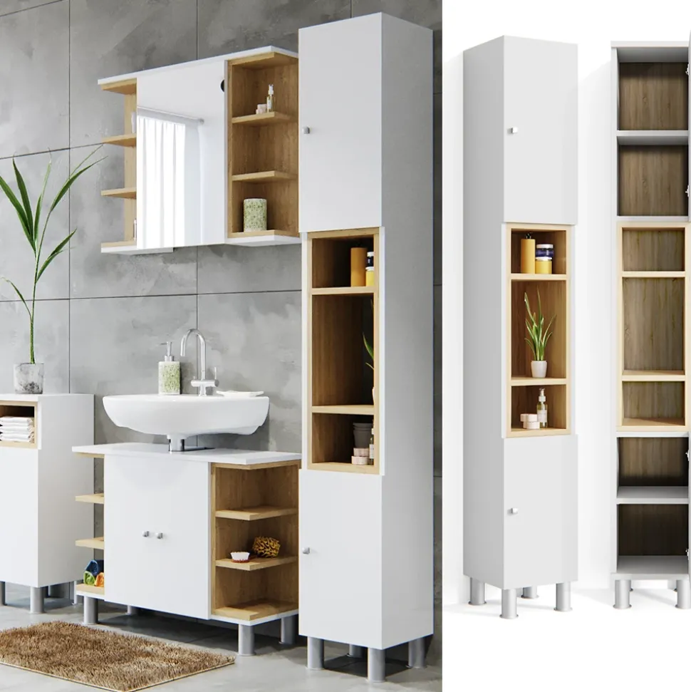 Badschrank Aquis Weiß 30 x 190 cm Vicco