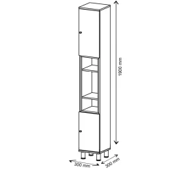 Badschrank Aquis Weiß 30 x 190 cm Vicco