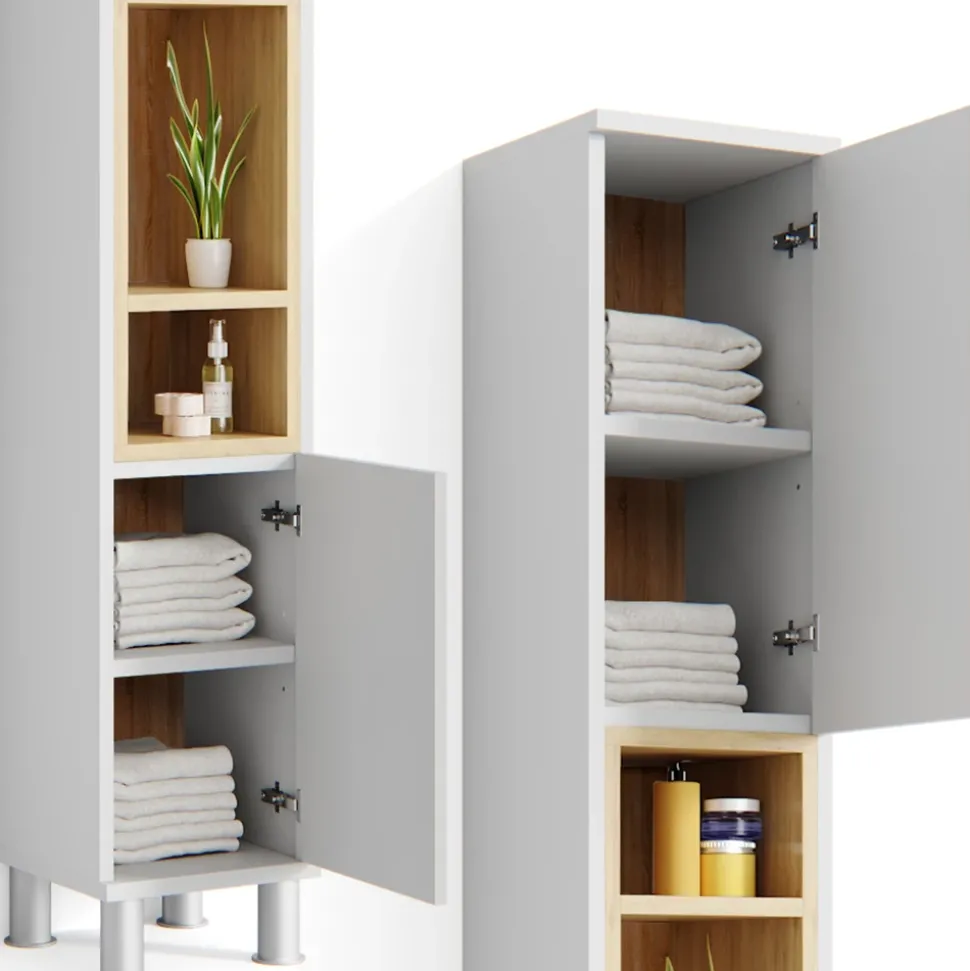 Badschrank Aquis Weiß 30 x 190 cm Vicco