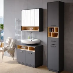 Badschrank Beatrice Anthrazit 38 x 190 cm Vicco