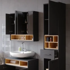 Badschrank Beatrice Anthrazit 38 x 190 cm Vicco