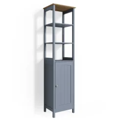 Badschrank Bianco Grau 40 x 160 cm Vicco