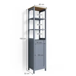 Badschrank Bianco Grau 40 x 160 cm Vicco