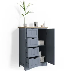 Badschrank Bianco Grau 55 x 81 cm Vicco