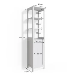 Badschrank Bianco Weiß 40 x 160 cm Vicco