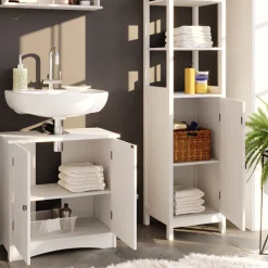 Badschrank Bianco Weiß 40 x 160 cm Vicco