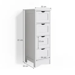 Badschrank Bianco Weiß 30 x 81 cm Vicco