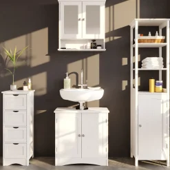 Badschrank Bianco Weiß 30 x 81 cm Vicco
