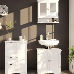 Badschrank Bianco Weiß 55 x 81 cm Vicco