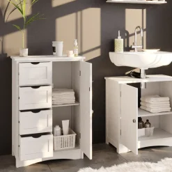 Badschrank Bianco Weiß 55 x 81 cm Vicco