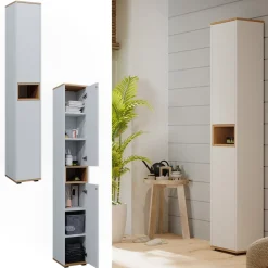 Badschrank Didi Weiß/Artisan 30 x 192 cm mit 2 Türen Vicco