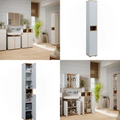 Badschrank Didi Weiß/Artisan 30 x 192 cm mit 2 Türen Vicco