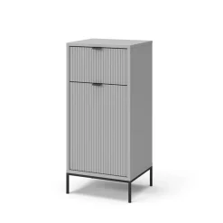 Badschrank Eliza Grau 40 x 87 cm mit Tür und Schublade Vicco