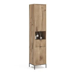 Badschrank Eliza Viking Oak 40 x 190 cm mit Tür und Schublade Vicco