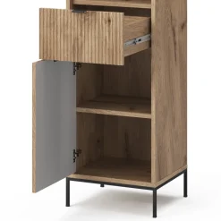 Badschrank Eliza Viking Oak 40 x 190 cm mit Tür und Schublade Vicco