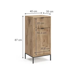 Badschrank Eliza Viking Oak 40 x 87 cm mit Tür und Schublade Vicco
