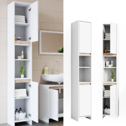 Badschrank Emma Weiß/Sonoma 30 x 190 cm Vicco