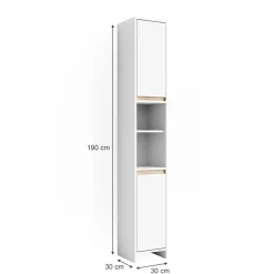 Badschrank Emma Weiß/Sonoma 30 x 190 cm Vicco