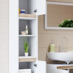 Badschrank Emma Weiß/Sonoma 30 x 190 cm Vicco