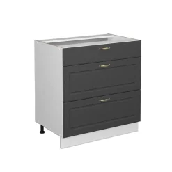 Badschrank Fame-Line Anthrazit-Gold 80 x 82 cm mit 3 Schubladen, ohne Arbeitsplatte Vicco